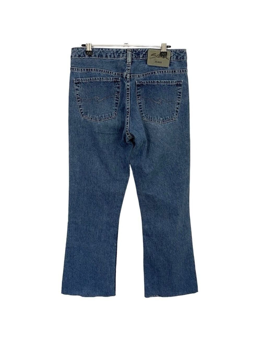 Vintage 90s Silver Jeans Flare Leg Sz 29/28 Medium Wash Denim Distressed VGUC